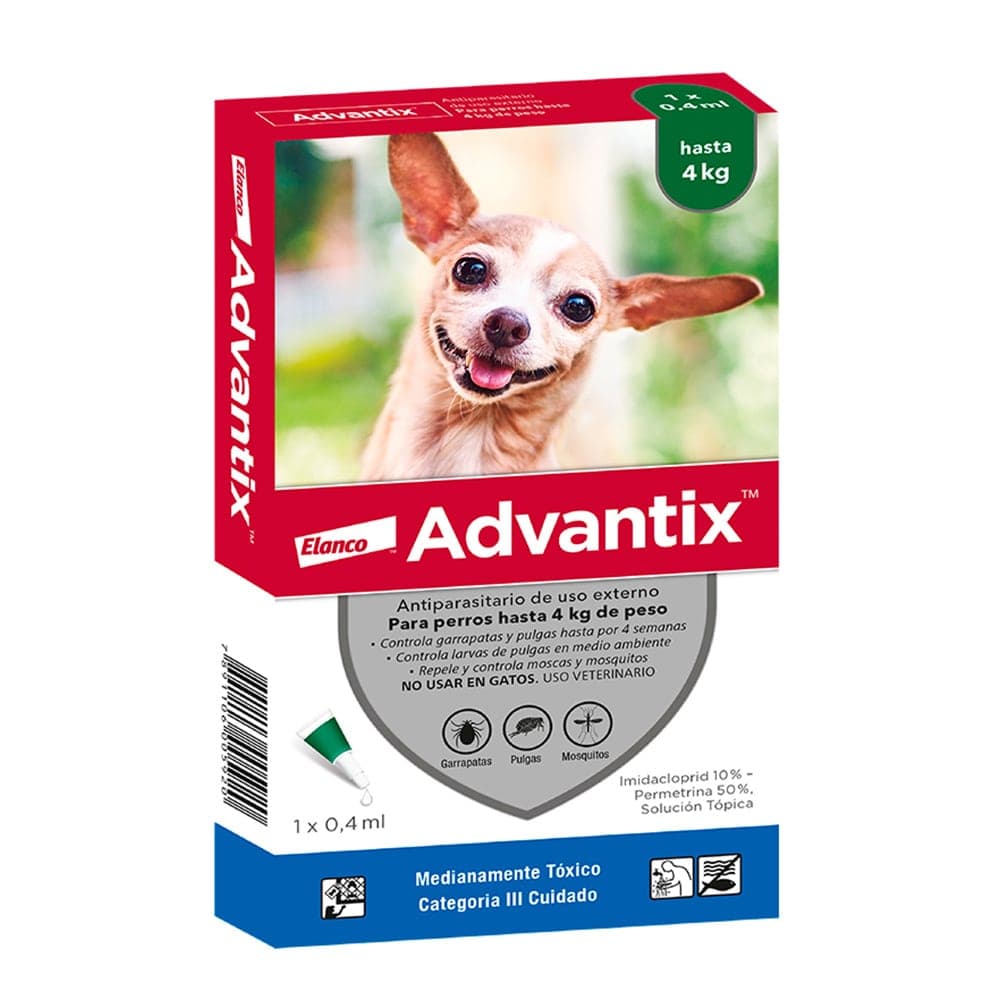 Advantix Antipulgas, Garrapatas y Mosquitos para Perros hasta 4 kg