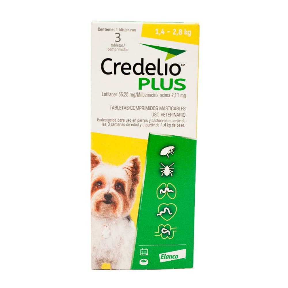 Credelio Plus Antiparasitario Interno y Externo para Perros de 1.4 a 2.8 kg