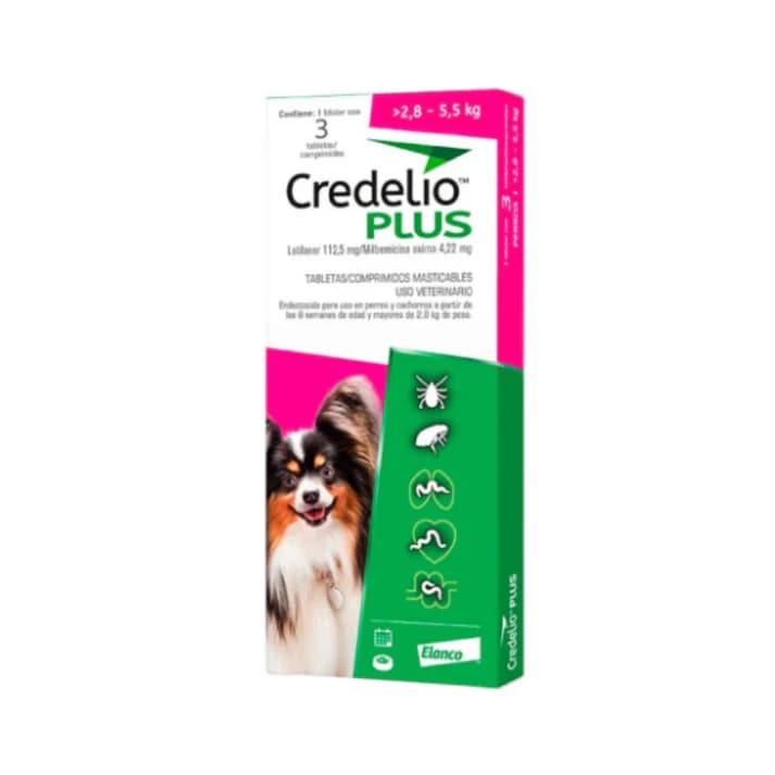 Credelio Plus Antiparasitario Interno y Externo para Perros de 2.8 a 5.5 kg