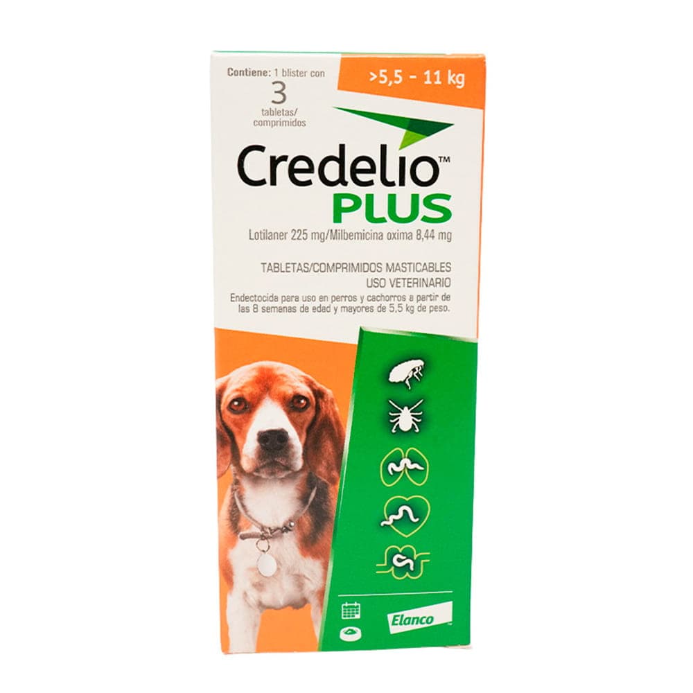 Credelio Plus Antiparasitario Interno y Externo para Perros de 5.5 a 11 kg